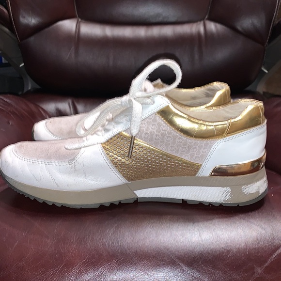 Michael Kors Gold & White Sneakers - Picture 2 of 16